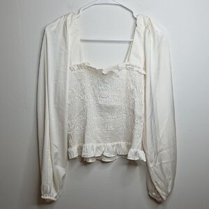 DO+BE Cream Ruffled Blouse Medium
